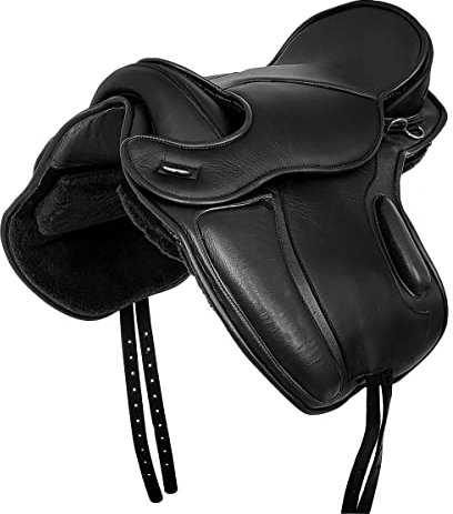 A&M Reitsport Baumloser Dressur Sattel LEEDS aus Rindsleder Schwarz, Größe:18 Zoll