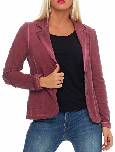 Malito Damkavaj i tvättad stil | kavaj i baslook | Kort jacka med knappar | jacka – jacka – Blouson 1652, Bordeaux, S