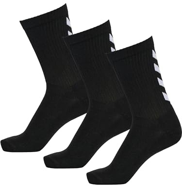hummel Socken 3er Set in Grau, Rot oder Blau - Reflector FUNDAMENTAL 3-Pack Sock - Strümpfe mit Unterstützung für Fußrücken - Sportsocken für Freizeit & Sport, Black, 14 (46-48), 22-140-2001