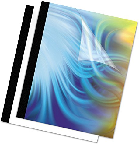 Fellowes 5256801 Thermal Binding System Covers, 180-Sheet Cap, 11 x 8 1/2, Clear/Black, 10/Pack