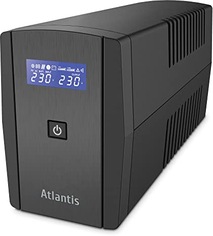 Atlantis a03-s120 One Power stepwave Line Interactive USV, 1000 VA, 500 W, v-Out 190 – 245 VAC AVR, USB 4 x IEC, schwarz