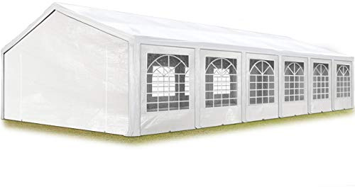 Tendone per feste gazebo 6x12 m bianco PE 350 N impermeabile protezione UV tenda giardino sagre eventi mercati esterno