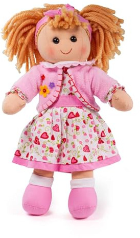 Bigjigs Toys Kelly Rag Doll (Medium) - My First Dolly, Plush Soft Dolls, Baby Toy For Girls & Boys, Ragdoll Suitable From Birth, Swap Ragdolls Clothes & Outfits, Size 34cm