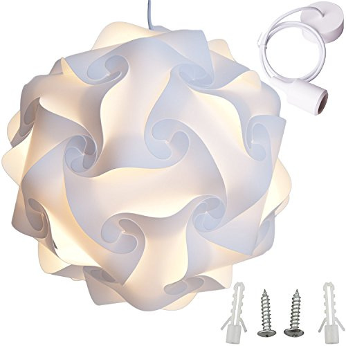 Lightingsky Ceiling Pendant DIY IQ Jigsaw Puzzle Lamp Shade Kit with 40 Inch Hanging Cord (White, XL- 16 inch)