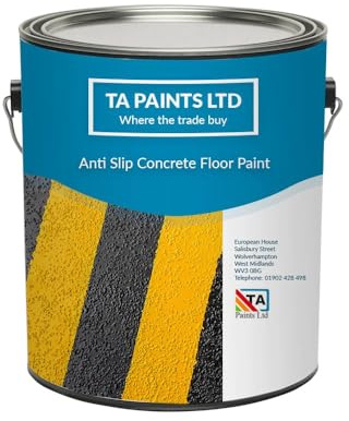 T A Paints Ltd Non Slip Floor Paint Multi Surface Concrete Brick Stone Wood Metal Floors Workshops Factory Steps Showroom Garage Floors (5L Mid Grey BS 00 A 09)