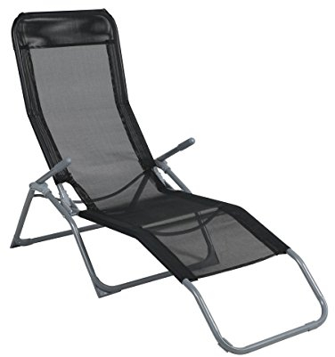 greemotion Gartenliege anthrazit, Bäderliege witterungsbeständig, Campingliege zusammenklappbar, schnelltrocknende Strandliege aus Stahl mit Textilenebespannung, Maße: ca. 193 x 63 x 100 cm