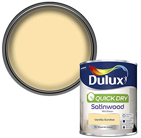 Dulux Quick Dry Satinwood Paint For Wood And Metal - Vanilla Sundae 750Ml