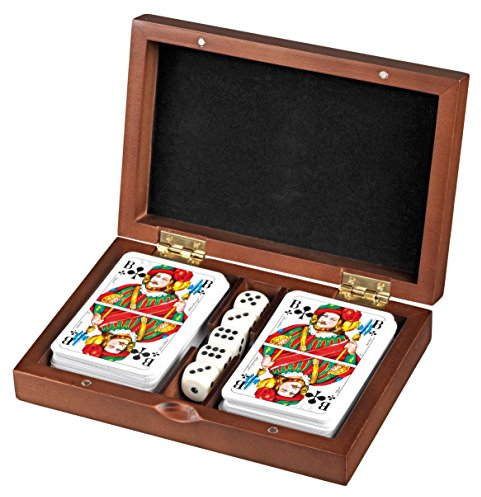 Philos 6656 - Kartenset Romme mit Würfel, Holz