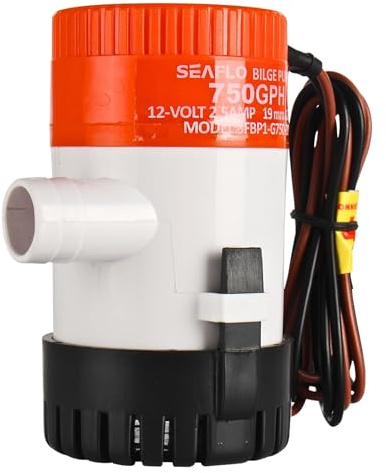 SEAFLO 01 Series 750 GPH Bilge Pump – 12V, 3/4 Outlet, Marine Submersible Pump with Anti-Airlock Protection, CE & Rohs Certified, 4-Year Warranty | Reliable for Boats and Marine Applications