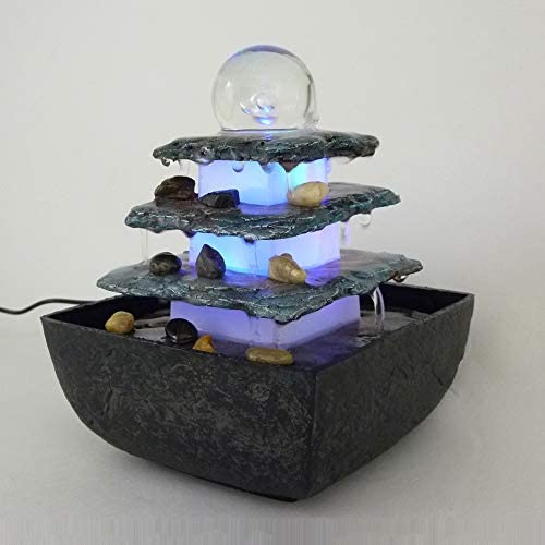 LED-Zimmerbrunnen TERRASSE, eckig, Tisch-Boden-Brunnen, LED farbwechselnd für eine gemütliche, entspannte Atmosphäre, Raumbefeuchter, Brunnen