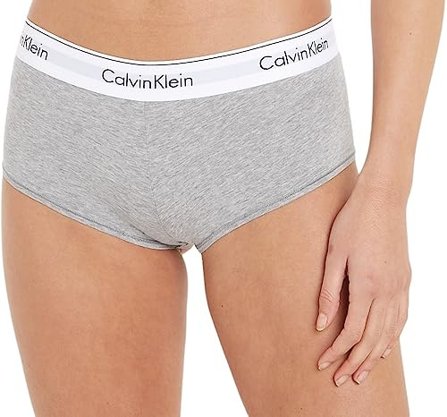 Calvin Klein Caleçon Femme Coton Élasthanne, Gris (Grey Heather), S