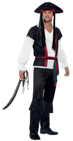 Smiffys Aye Aye Pirate Captain Costume, Black, L