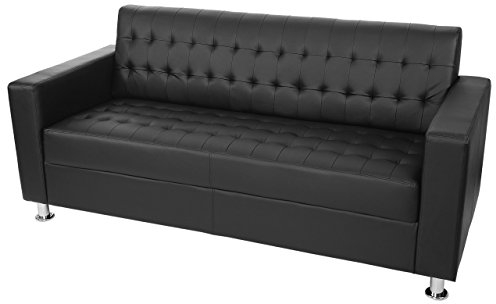 Mendler 3er Sofa Kunda, Couch Loungesofa, Kunstleder, Metall-Füße 180cm - schwarz