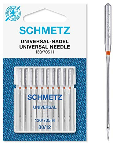 SCHMETZ | 10 Nähmaschinennadeln | Universal | 130/705 H | Nadeldicke 80/12 | auf jeder gängigen Haushaltsnähmaschine einsetzbar