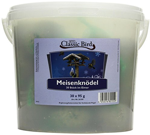 Classic Bird - Nourriture pour Oiseaux - 30 Boules de Graisse dans Un Seau - Nourriture pour Oiseaux Sauvages - Nourriture pour Oiseaux - Nourriture pour Oiseaux - sans Coquille - Nourriture pour