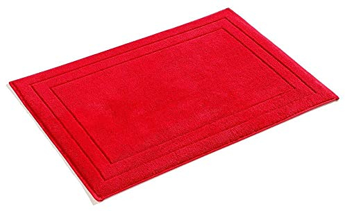 PANA® Frottier-Serie Jasmina • Frottee Badteppich aus 100% Baumwolle • Weiche Badematte in hochwertiger Qualität • Oeko-TEX Zertifiziert • Badvorleger 50 x 70 cm • Farbe: Rot