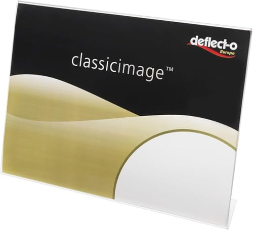 Deflecto Tischaufsteller Classic Image, schräg, A6, Querformat, 150 x 110 x 40 mm, glasklar, einseitige Präsentation, Menükartenhalter, Werbeaufsteller