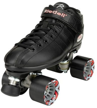 Riedell R3 Roller Skates for Men and Women - Ultra-Durable Indoor Quad Skate with Sonar Cayman Wheels, Nylon Plate, and Precision Fit, Roller Skates, Black - 8