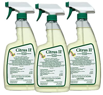 Citrus II Hospital Germicidal Deodorizing Cleaner - Fresh Citrus Scent - Disinfecting Spray Cleaner - 22 Fl Oz - Pack of 3