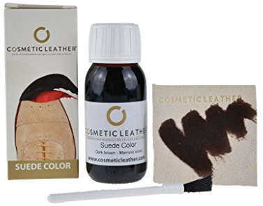 COSMETIC LEATHER Tintura liquida per Scarpe in camoscio, Vernice per Borse e Accessori in Pelle Scamosciata Rinnova e Ravviva il Colore Marrone scuro 50 ml