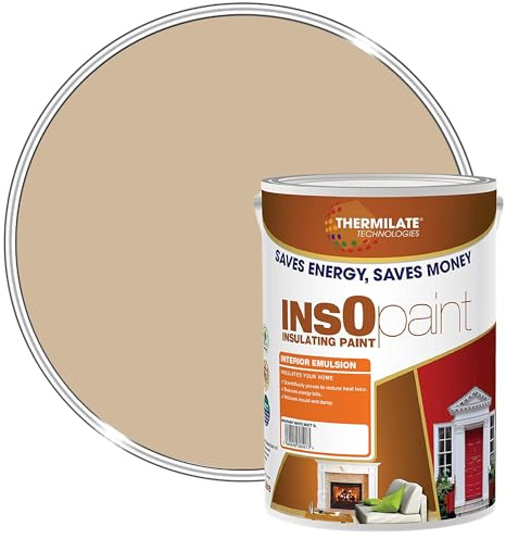 InsOpaint Advance Energy Saving Paint Beige 5L – Tough Acrylic Emulsion Wall & Ceiling Paint – Anti-Condensation, Mould Resistant, Low Odour, Eco-Friendly Thermal Insulating Interior Coating