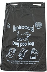 1000 Hundekotbeutel Hundetüten Gassibeutel biologisch abbaubar selbstzersetzend Farbe schwarz bedruckt weiß Hundekottüten abreissbar 20 x 32 cm gelocht