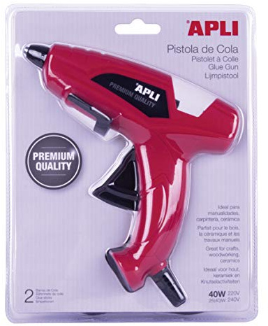 APLI 13942 - Pistola de cola y 2 barras de cola, color negro
