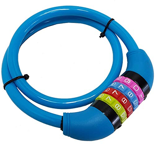Land-Haus-Shop® Fahrradzahlenschloss 65 cm, Stahlseil ummantelt, Fahrrad Zahlen Schloss (Blau)