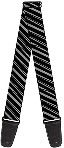 Buckle-Down Guitar Strap Diagonal Stripes Scribble Gray Black 2 Inches Wide