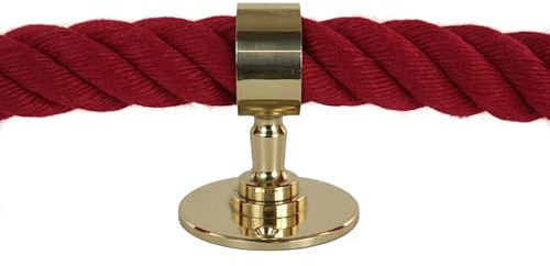 Gepotex Supporto per fune da parete, in ottone lucido, per corda da 28 mm a 30 mm, corda per corrimano, corda per scale, fune di intercettazione