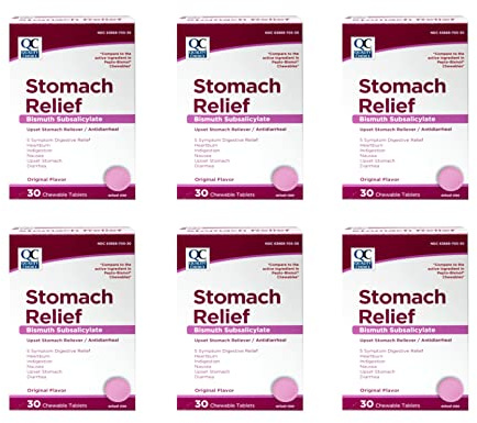 Quality Choice Pink-Bismuth Chewable Tablets 30 Tablets, Boxes (Pack of 6)