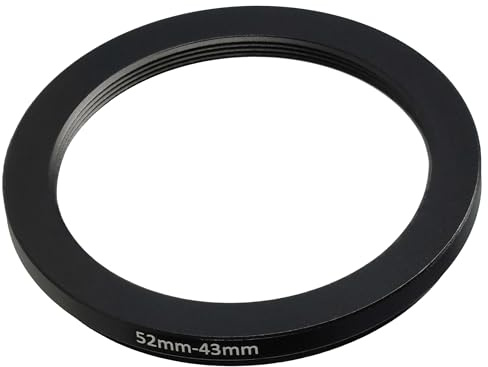 vhbw Anillo Adaptador Step Down de 52 mm a 43 mm para Objetivo de la cámara - Adaptador de Filtro, Metal, Negro