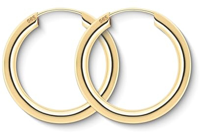 EDELIND Ohrringe Damen Creolen Gold 20mm 585 Gelbgold Breite 2,5mm Kleine Hoop Ohrringe 14 K Echt Gold Goldene Ohrringe mit Schmuck Geschenk Box