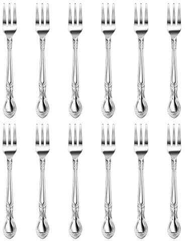 New Star Foodservice 58680 Stainless Steel Rose Pattern Oyster Fork, 5.8-Inch, 12 pieces