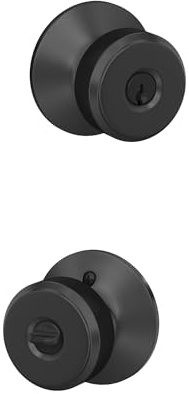 SCHLAGE F51ABWE622 Bowery Door Knob Keyed Entry Lock, Matte Black, Standard