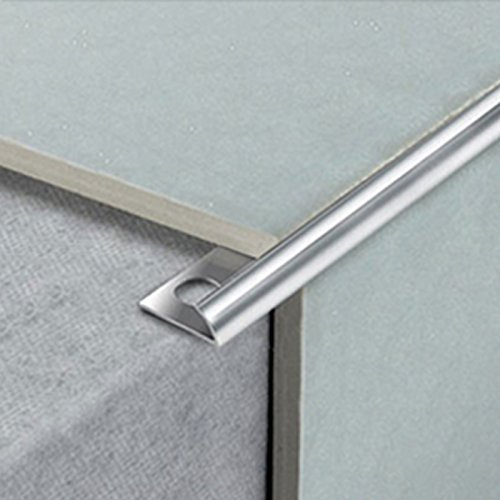 Tile Trim 10mm x 5 Lengths Aluminium Chrome Round Edge Heavy Duty 2.44m Long Used for Bathroom, Kitchen & Tiling