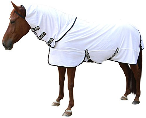 Covalliero Manta antimoscas RugBe Superfly, Manta para Caballos, Manta de Montar, Blanco, 125 cm, 175 cm, Caballo, Lavable a máquina a 30 °C