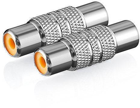 deleyCON 2 Stück Cinch Kupplung - Audio Video Adapter 2X Cinch-Buchse (2X RCA Buchse) - Metall - Silber