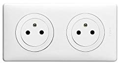 LEGRAND - Prise Electrique Double avec Plaque + Boîte à Encastrer Céliane Surface - Prise Affleurante avec Socle Rétractable - Fabriqué En France - Blanc