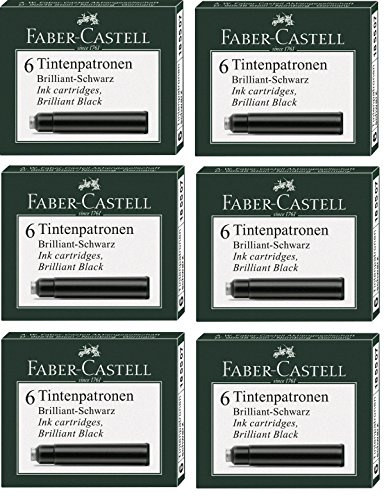 Faber-Castell Cartuchos de tinta estándar, 6 unidades en caja plegable (6 paquetes, negro)