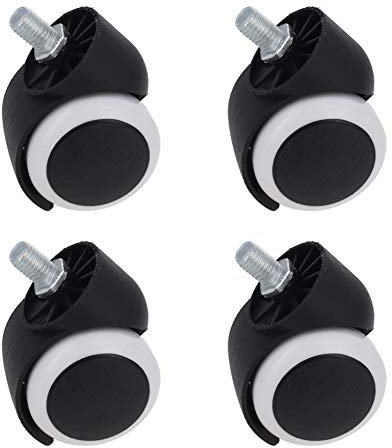 MroMax Office Chair Casters Wheels 1.97 Inch PU Twin Wheel Threaded Stem Swivel Caster White 4pcs