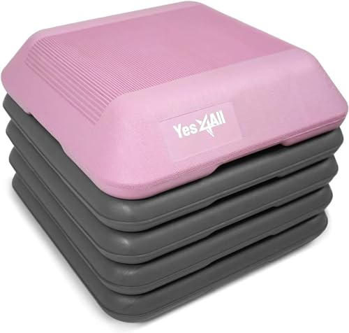 Yes4All CXKW Plateforme d'aérobic réglable avec 4 rehausseurs Rose 40,6 x 40,6 cm