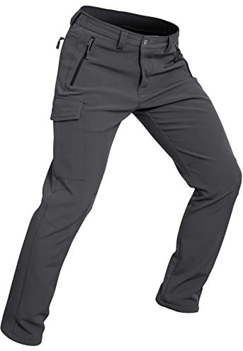 Wespornow Herren Wanderhose Wasserdicht Softshellhose Outdoorhose Thermohose Winddichte Skihose Warm Gefüttert Trekkinghose Schneehose für Skifahren, Hundesport (Grau, 3XL)