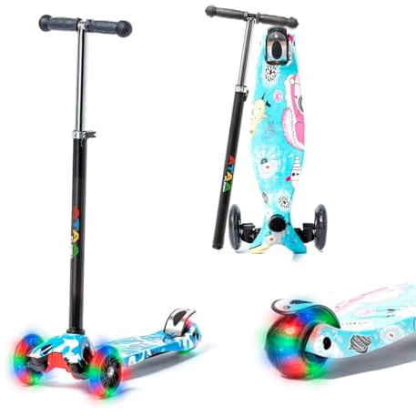 Patinete de 3 Ruedas ATAA Flash -Patinete para niños de 3 Ruedas, Patinete Infantil con Luces, Patinete de 3 Ruedas con Manillar Ajustable, Giro por Gravedad, Patinete de 2 a 9 años