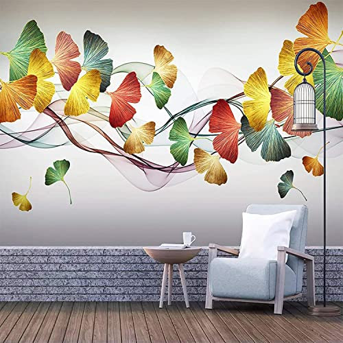 Moderne Laub Abstrakte Rauchige Aprikosenblätter Fototapete 3D Wandbild Tapete Tapeten Home Decor Papel Bodenbelag 3D Tapete Kleister Wohnzimmer Die Wand Für Schlafzimmer Wandbild- Wandf 350x256 cm