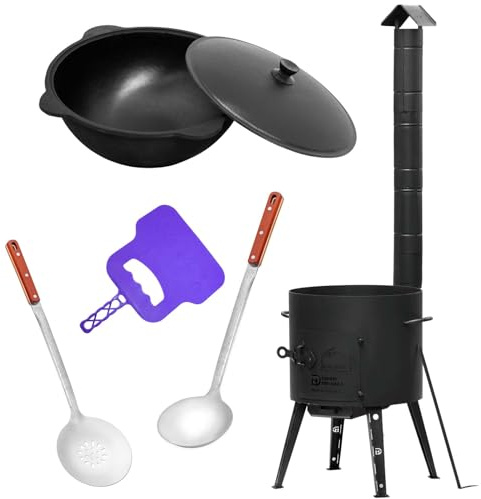 Ø 36 Uchag 2 mm stål Utschak med avdragsrör 10 l kazan-platt grillfläkt skumslev soppslev Utschag kazan fältkök utomhuskök sinstallation gulashkanon