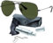 Ray-Ban Pilot Aviator Original mit Care-Kit (Gunmetal | Green Polarized, Large 58)