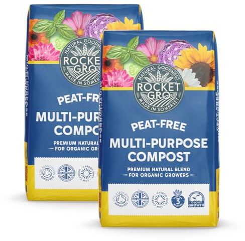 RocketGro - Multi-Purpose Compost Peat-Free - 2 x 50L Bundle - Save 25% - Organic with Dual-Source Feed for Healthier Plants - Ideal for Pots, Beds, Containers, and Fruit Trees
