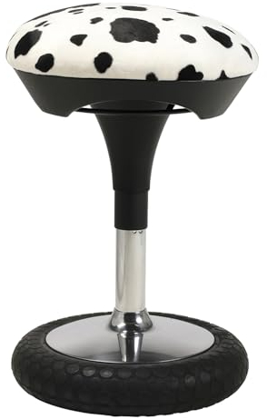 TOPSTAR Sitness 20 Animal Collection, ergonomischer Sitzhocker, drehbarer Arbeitshocker, Bürohocker mit Schwingeffekt, Kuh schwarz Weiss