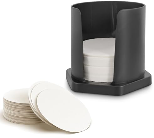 CAFEMASY Coffee Filter Holder with 200 Count Paper Filters Compatible with Aeropress XL Espresso Maker Replacement Round Disposable Coffee Filters and Holder Coffee Accessories Pack